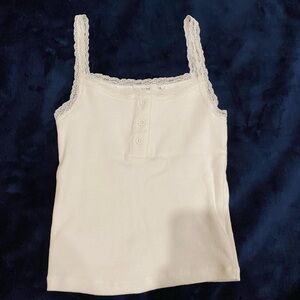 White Lace Trim Tank Top